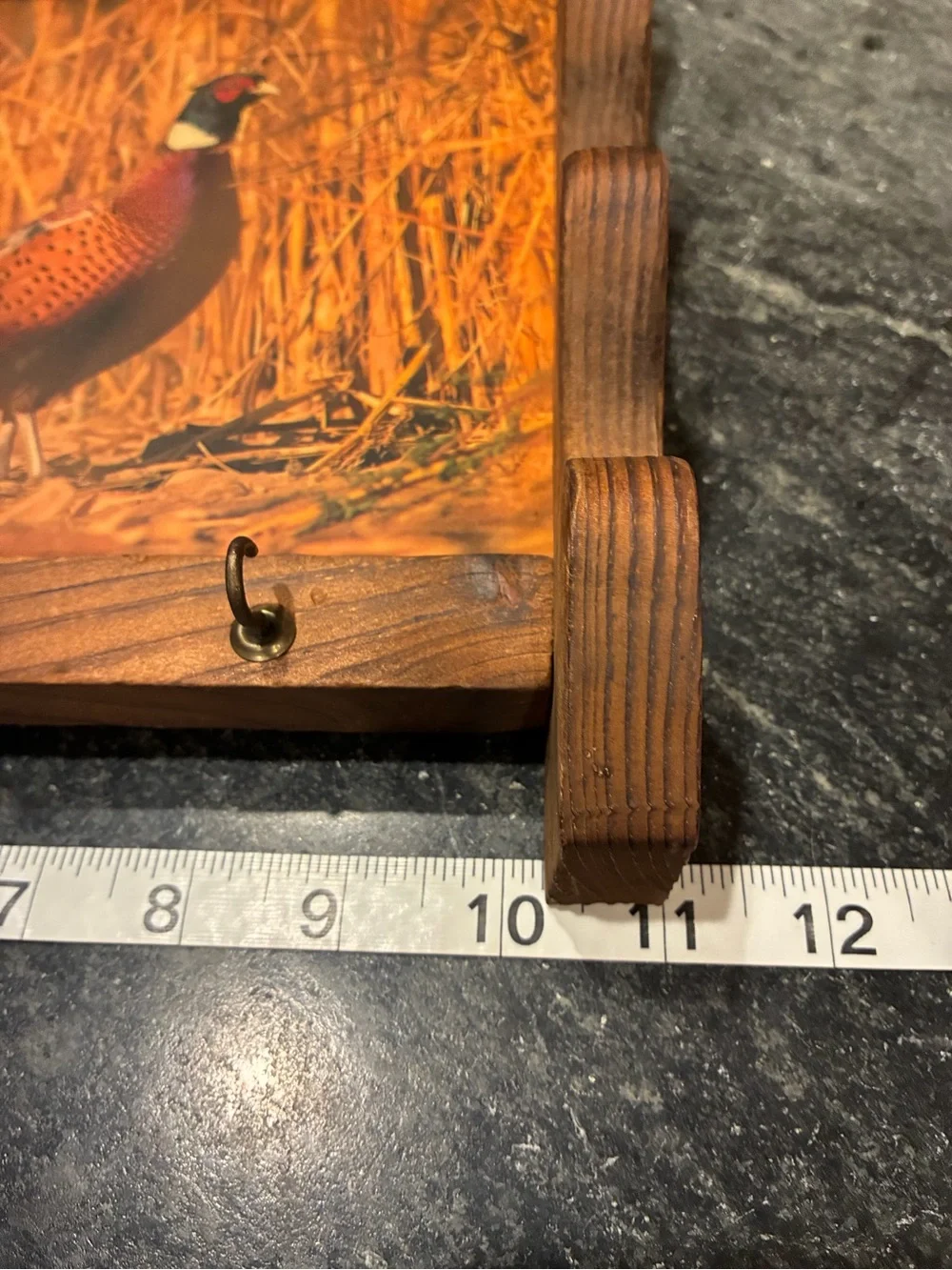 Rustic Wooden Pheasant Wall Clock - Warm Brown and Orange